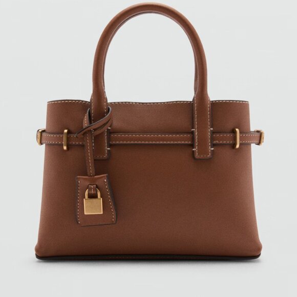 Mango Brown Mini-Shopper With Rear Padlock/NWT - Picture 1 of 15